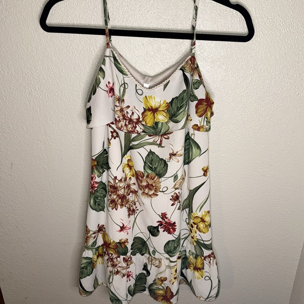 Xhilaration Floral Dress - White, Green, Red, Yellow